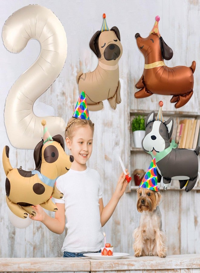Tagberoy Animal Dog Balloons Puppy Balloon 40 Inch Cream White Number 2 Balloons for Dog 2nd Birthday Decorations Dogs Birthday Party Supplies - Image 3